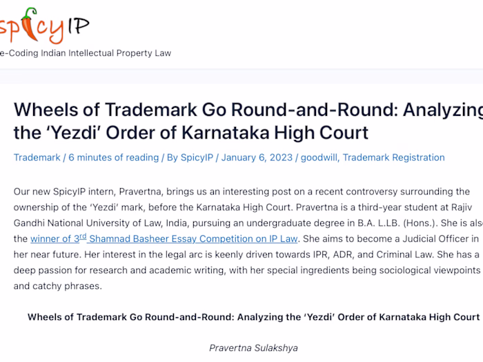 Wheels of Trademark Go Round-and-Round: Analyzing the ‘Yezdi’ O…