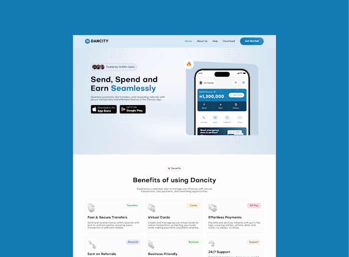 Dancity Landing Page Design