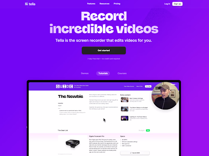 Framer Build for Tella Screen Recorder