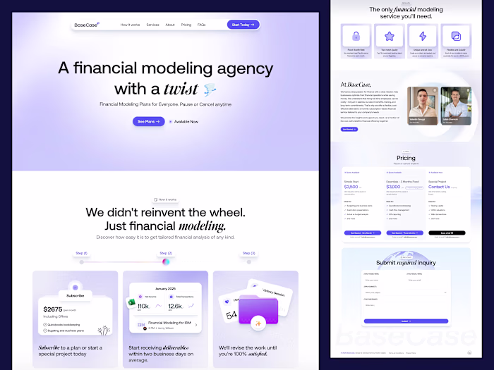 Finance Management Agency Landing Page Design for BaseCase Pro