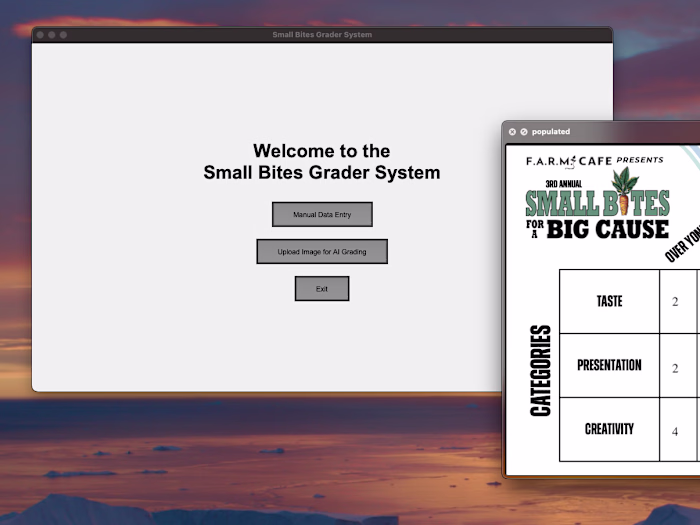 AI Grading Application for Small Bites Event