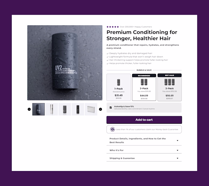 A high converting product page