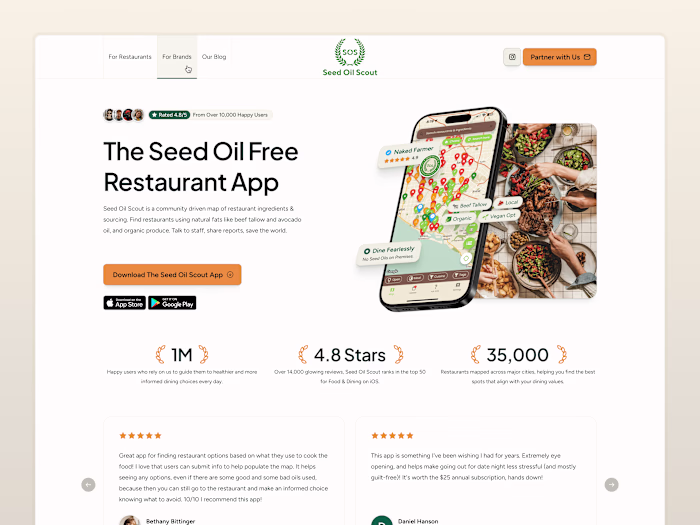 Seed Oil Scout - Consumer Landing Page.