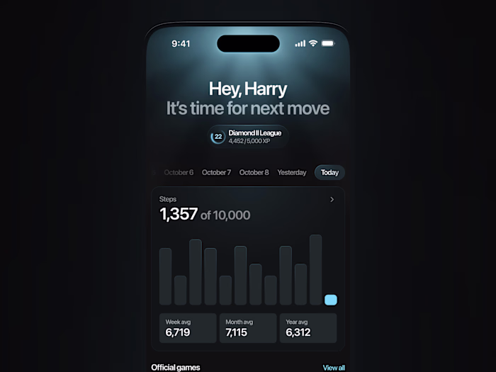 Moonwalk app — homepage exploration ✨