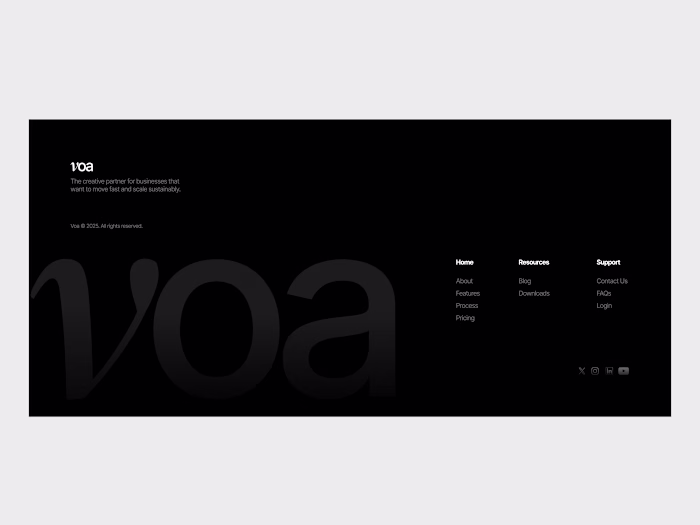 Footer exploration for my first minimalist, agency Framer te...
