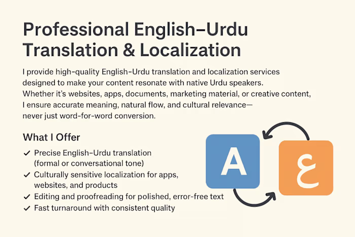 Professional English–Urdu Translation & Localization