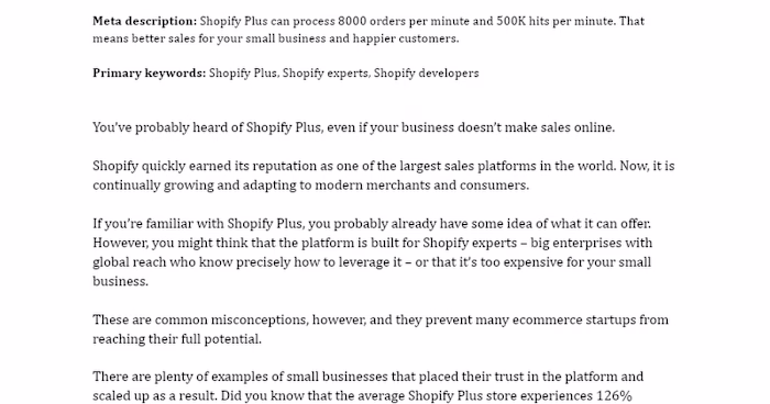 SEO Blog Writing for Shopify Partner