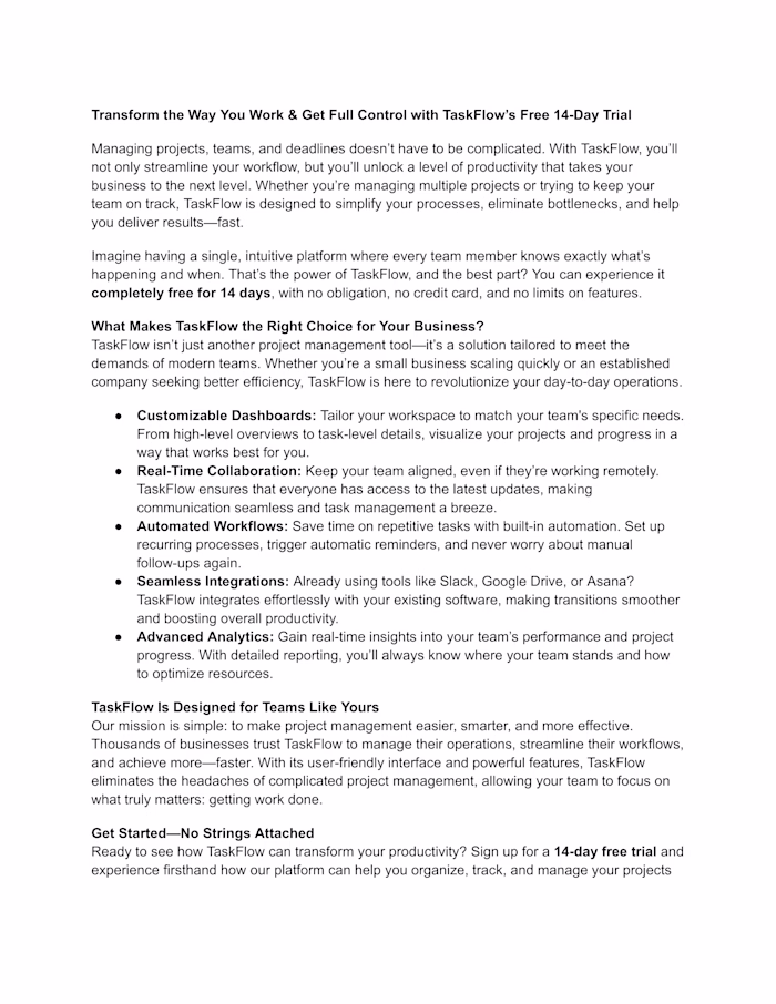 Free Trial - Landing Page