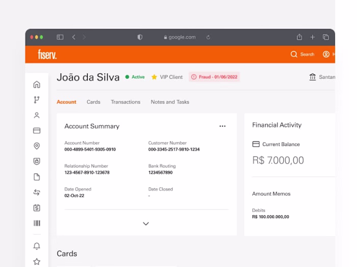Fiserv FirstVision - SaaS Dashboard 