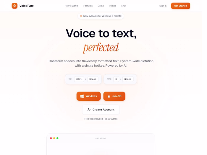 VoiceType: AI-Powered Voice Dictation Tool