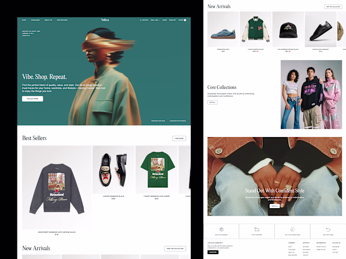 Landing page design for e-commerce.