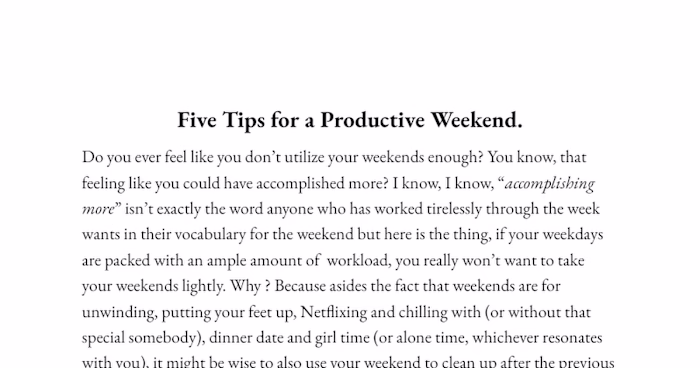Five Tips for a Productive Weekend.