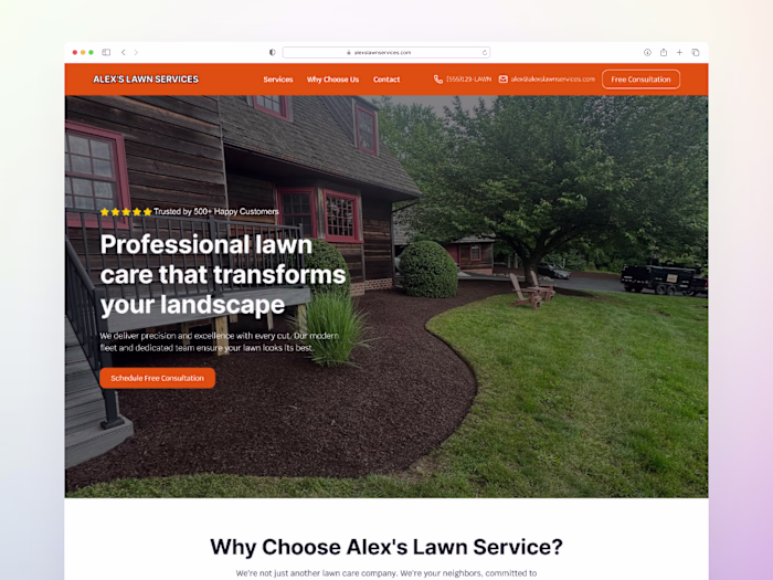 Landing page design for a local landscaper. Made 3 more vari...