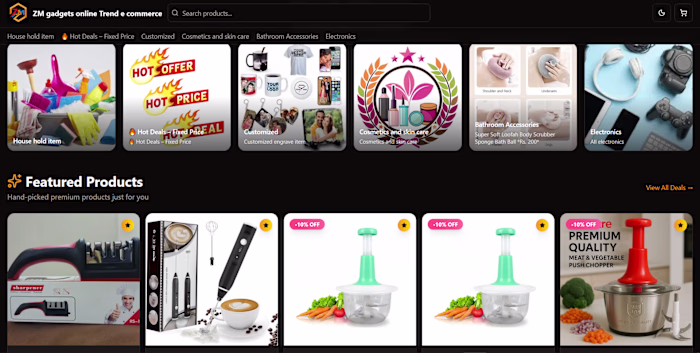 Created ZM-Gadgets, an online store with inventory management