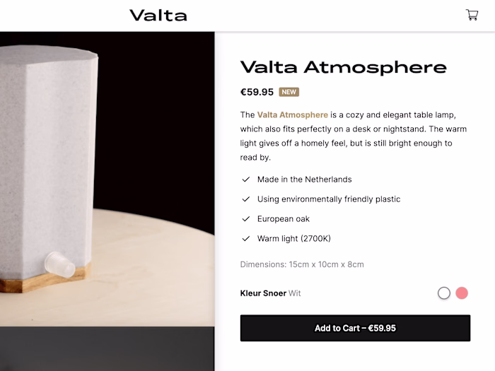 Valta | Headless ecommerce site