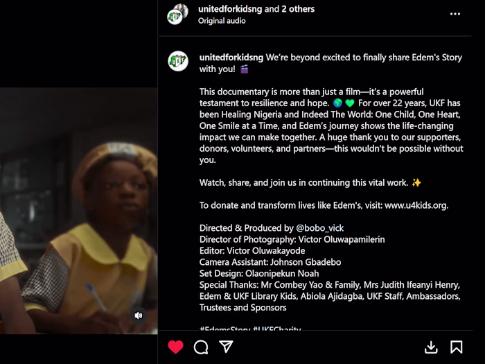 Directing, Video editing of Edem's Story Documentary Trailer