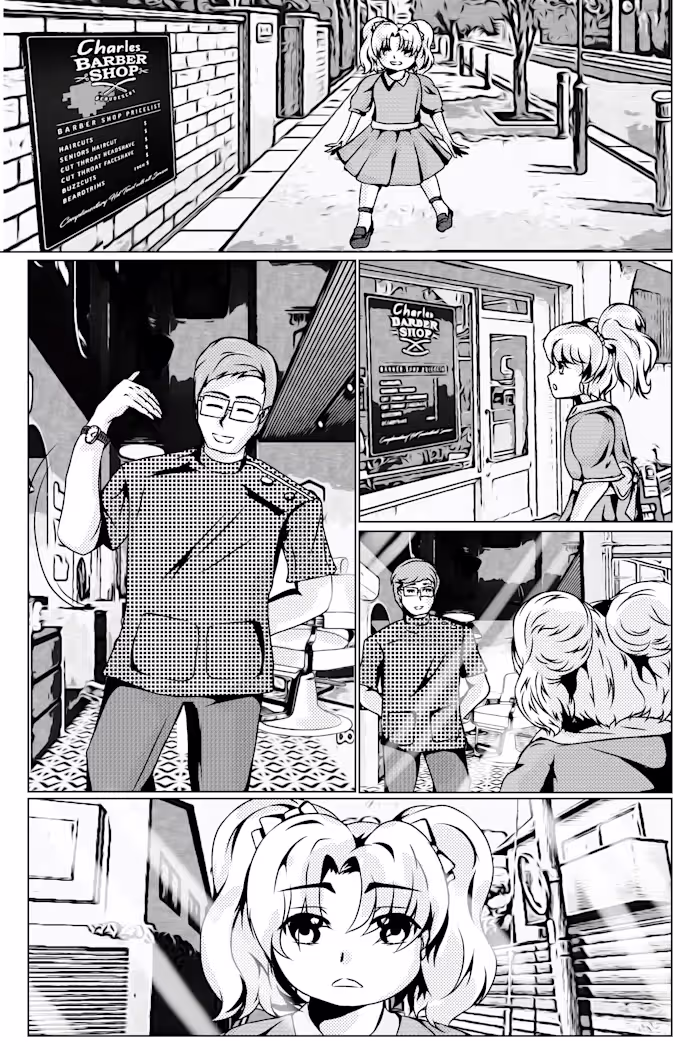 Past work done on a manga project "The barber and the girl"