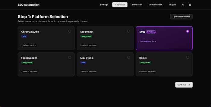 SEO Automation Platform — Full-stack app automating SEO cont...