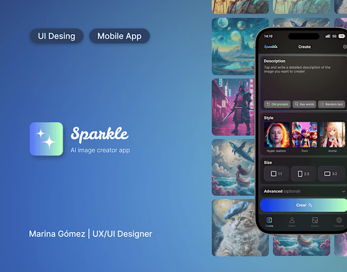 UI concept design for IA Image Creator App