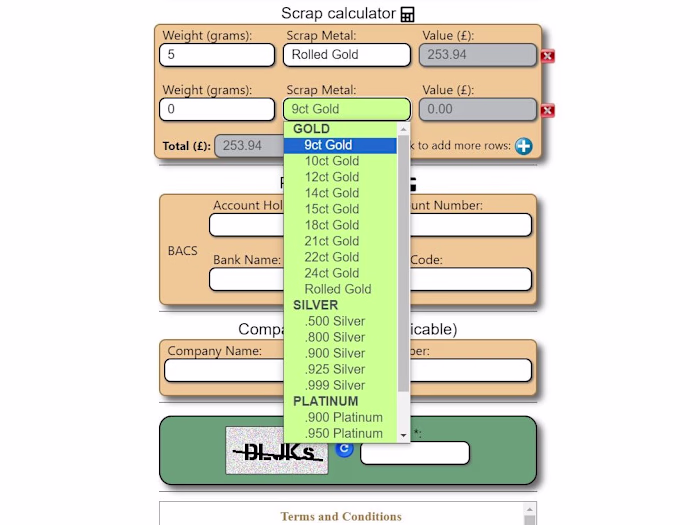 Metal Calculator WP plugin