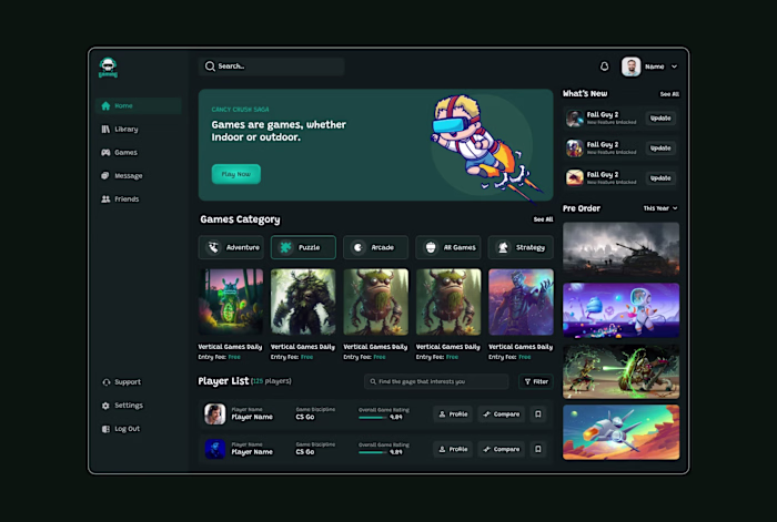 A Seamless Gaming Ecosystem: A UI/UX Design in Figma