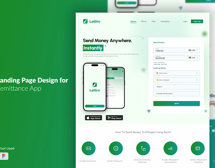 LeBire - Remittance App Landing Page