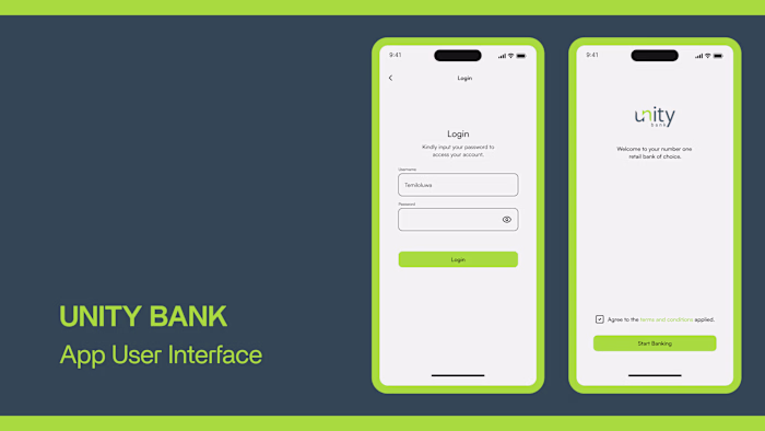 Unity Bank Mobile Banking App Redesign.