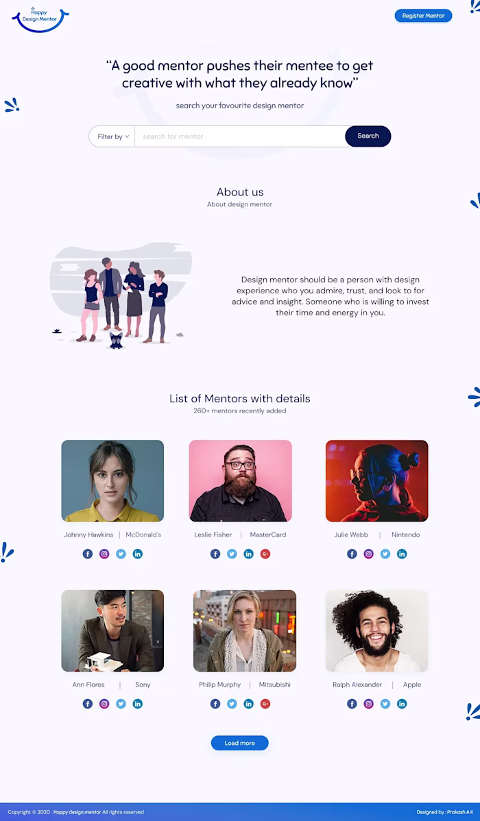 Mentor Community Landing Page