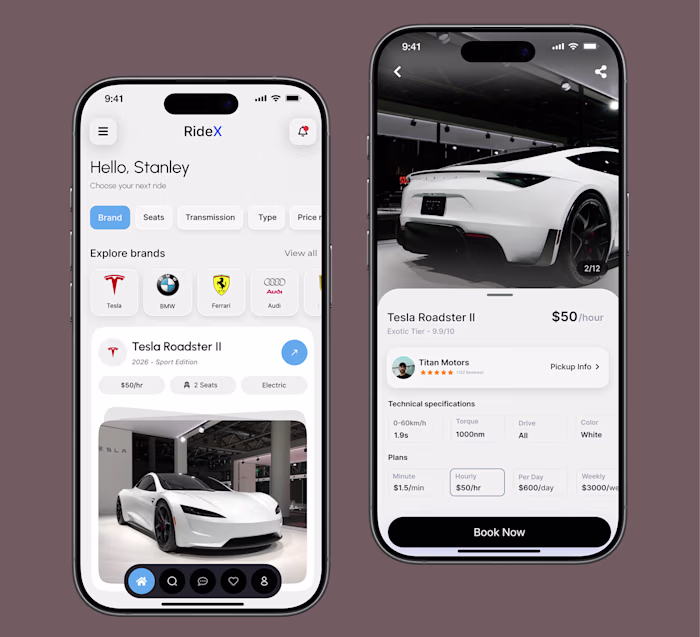 RideX: Exotic Car Rental App