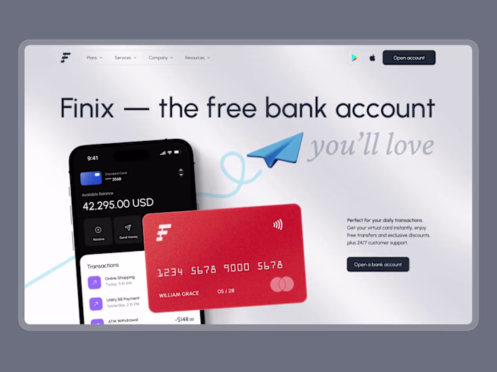 Finix – A Modern Landing Page for Mobile Banking