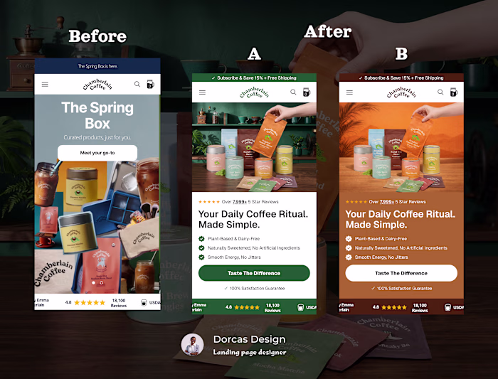 I redesigned the above-the-fold section