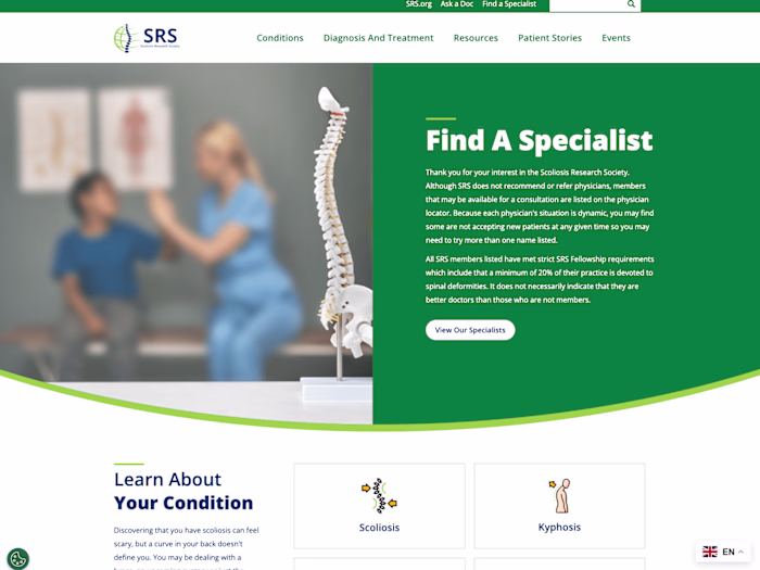 Headless CMS - Scoliosis Research Society Patients Site