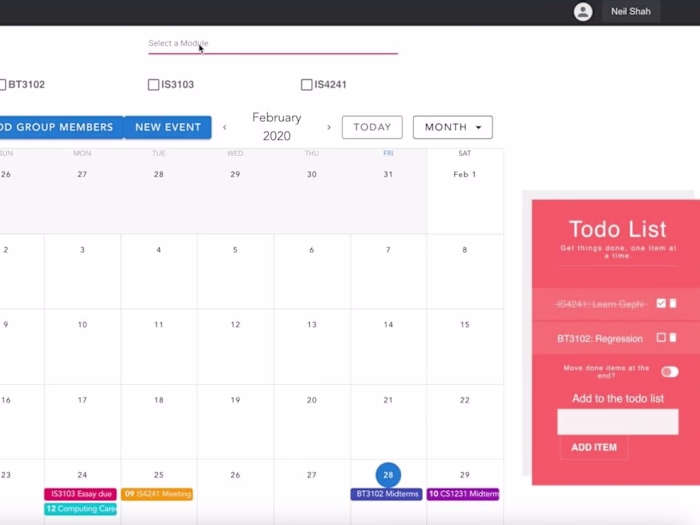 Web application: To-do list