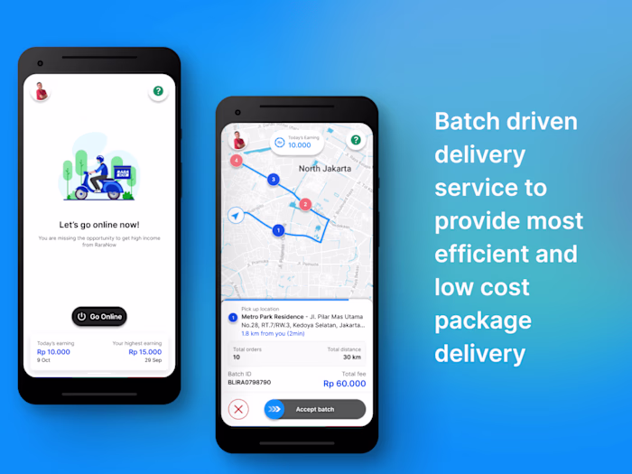 Same-day delivery service driver app