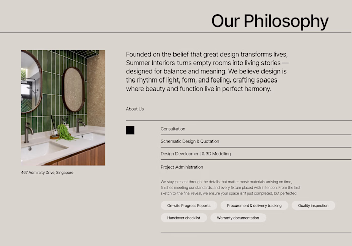 Minimalist Website for a local interior designer