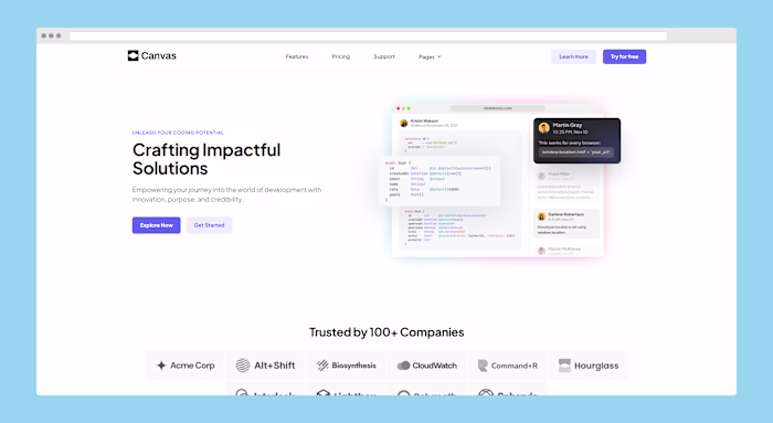 Canvas - SAAS Landing Template (w/ components)