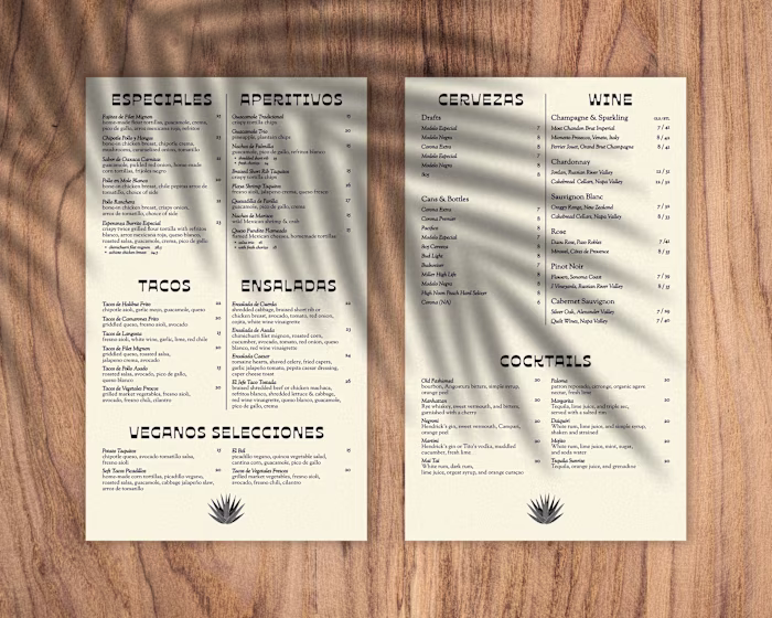 Mexican Restaurant Menu Design Sample