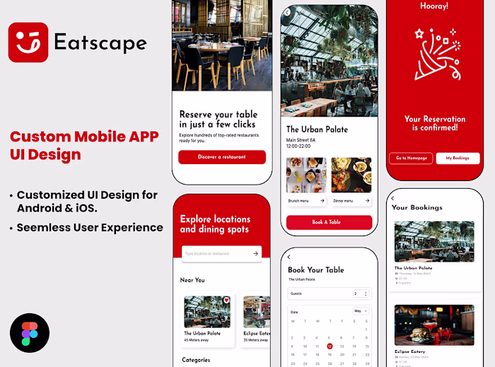 Eatscape Restaurant Mobile App UI Design