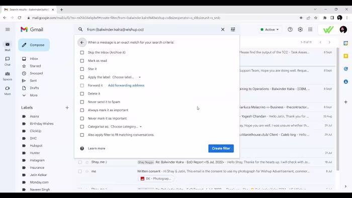 Inbox Management Creating Labels & Filters - YouTube