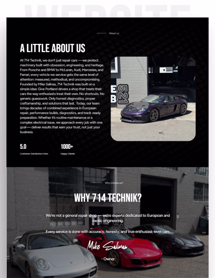 Just landed a website project for an exotic car repair shop....