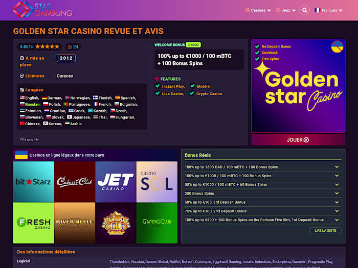 Développement de l'UX Design pour le Casino en Ligne Golden Star