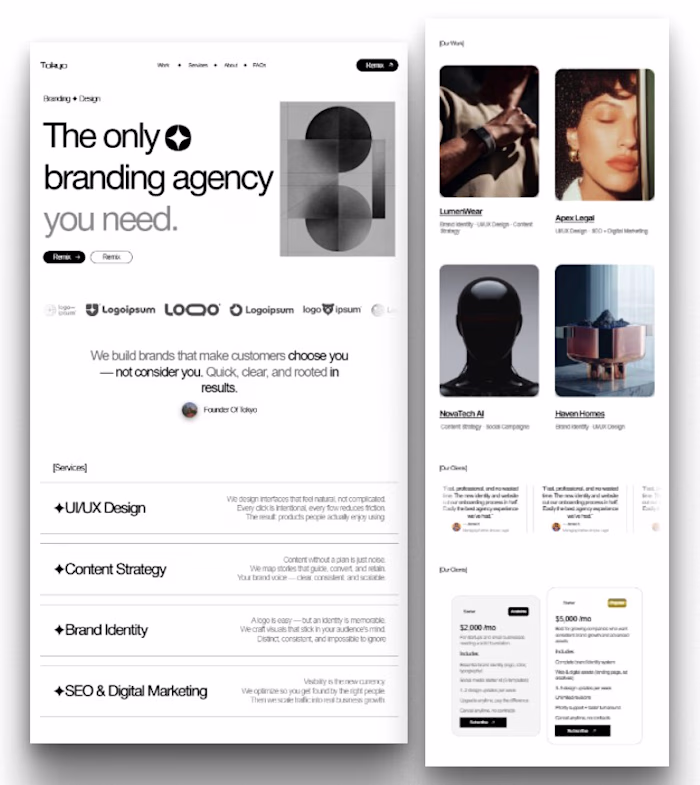 Tokyo, a website for a creative agency.