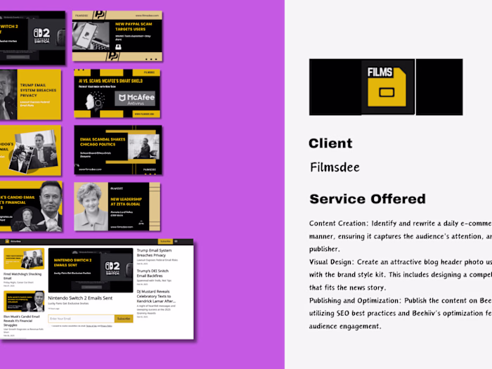 Email Newsletter and social media management 