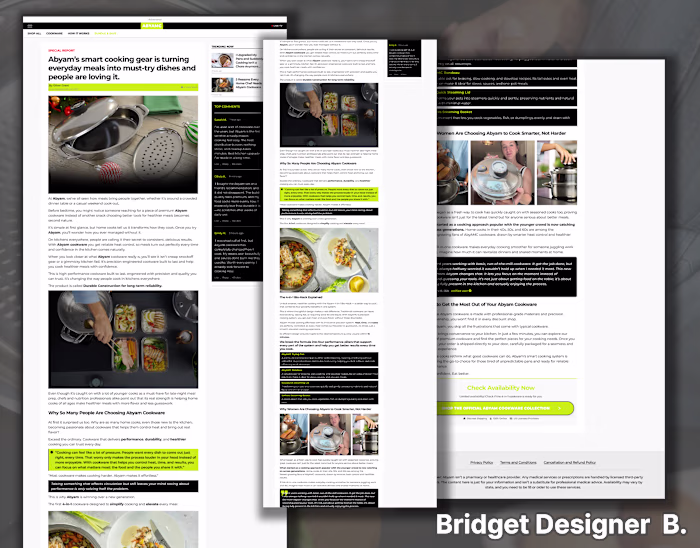 When redesigning the advertorial page