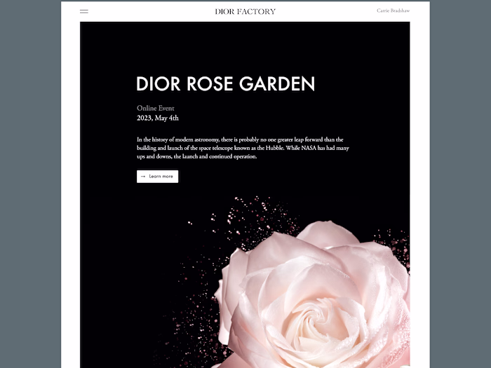 Doir Factory — Art direction of an event manager for Dior