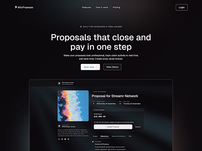 Blitz Proposals Landing Page Design