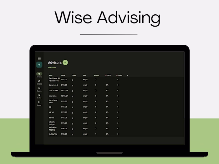 Wise Advising – Financial & Advisory Management Platform