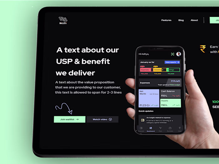 Complete website UI/UX design for a fintech startup
