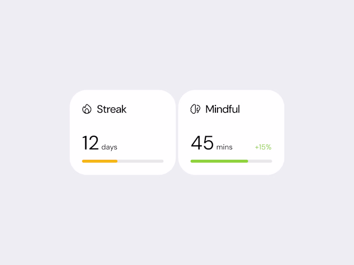 Streak & Mindfulness Dashboard Cards