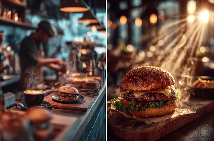 AI-powered product photography and video for a burger restaurant